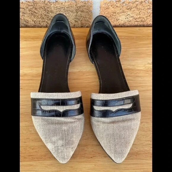 Jenni kayne Penny Loafer D’Orsay Flats in Woven Natural/Black, 6.5 - Picture 2 of 7